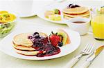 Pancakes and fruits