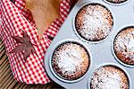 Fresh baked muffins cooling in pan, Munich, Bavaria, Germany