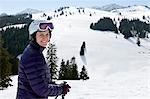 Young woman in a ski resort, Sudelfeld, Bavaria, Germany