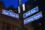 East 42nd Street and Park Avenue signs, New York City, USA