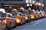 Yellow taxis in a row, New York City, USA