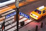 High angle view of Park Avenue street sign and pedestrian crossing New York City, USA