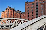 Warehouse District and Pickhuben Bridge, Hamburg, Germany, Europe