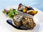 Grilled chops with vegetables and salad