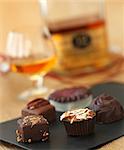 Assorted Homemade Chocolates; Snifter of Scotch