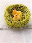 An Easter nest with fondant chicks