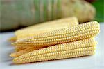 Young, peeled corn cobs