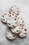 Mince pies dusted with icing sugar for Christmas