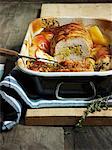 Rolled roast turkey with apples and thyme