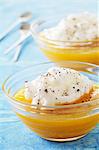 Passion fruit custard with a quenelle of whisked egg white