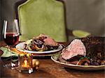 Festive roast beef with roasted vegetables