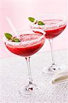 Strawberry Margaritas with a sugar rim