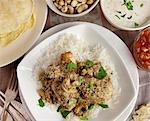 Chicken curry with cashew nuts and rice