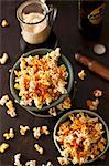 Bowls of Spicy Popcorn with Hot Sauce