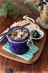 Homemade Chicken Liver Pate with Mushrooms and Sage; Fig Preserves and Bread