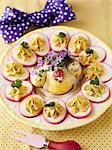 Purple Deviled Eggs on a Platter