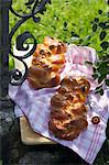 Two Seelenzopf loaves (sweet bread for a parish fair, Bavaria)