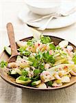 Chicory salad with grapefruit, prawns and avocado