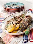 Grilled trout with rosemary and lemon