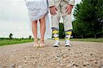 View of couples legs on wedding day