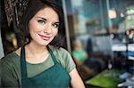 Portrait of teenage girl in cafe