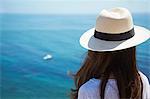 Young woman looking out to sea, Palos Verdes, California, USA