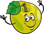 Cartoon Illustration of Funny Green Apple Fruit Food Comic Character