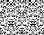 Repetitive monochrome background - polish folk art pattern