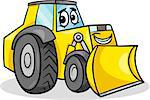 Cartoon Illustration of Funny Bulldozer Machine Comic Mascot Character