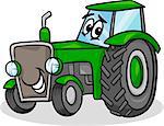 Cartoon Illustration of Funny Farm Tractor Vehicle Comic Mascot Character
