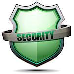 detailed illustration of a coat of arms with security writing, symbol for internet security, eps 10 vector