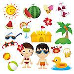 colorful cartoon graphics related to summer