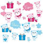 cute baby boy and girl bear, good for new born baby celebration