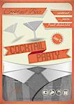 Retro card. Invitation to cocktail party in vintage grunge style. Vector illustration.