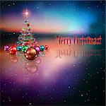 Abstract celebration background with Christmas tree and color decorations