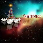 Abstract celebration background with Christmas tree and decorations