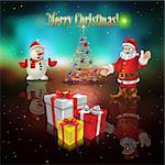 Abstract celebration background with Santa Claus and Christmas gifts