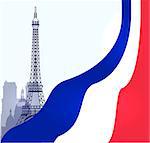 vector Paris illustration with French flag