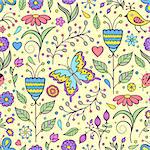 Vector illustration of seamless pattern with abstract flowers.Floral background