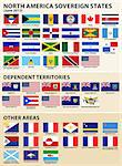 Vector set of Flags of North America sovereign states (June 2013). Included flags of Bajo Nuevo Bank, Aruba and others