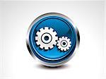 abstract blue glossy settings button vector illustration