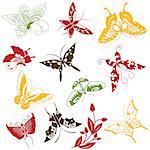 Vector of Butterflies ornaments set on white background