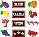 illustration of 12 different slot machine symbols