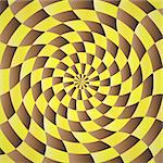 Abstract yellow-brown shading background illustration of twisty stripes with a radial gradient