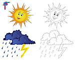 Coloring image weather 3 - vector illustration.