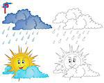 Coloring image weather 4 - vector illustration.