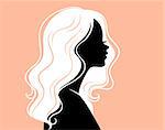 Vector illustration of Woman's silhouette with beautiful hair