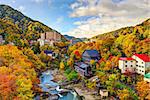 Hot springs resort town of Jozankei, Japan in the fall.
