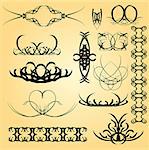 Set of calligraphic symbols for design. Vector illustration.