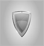 Vector glass security shield. Transparent and clear. Gray and silver color. Icon for your website.